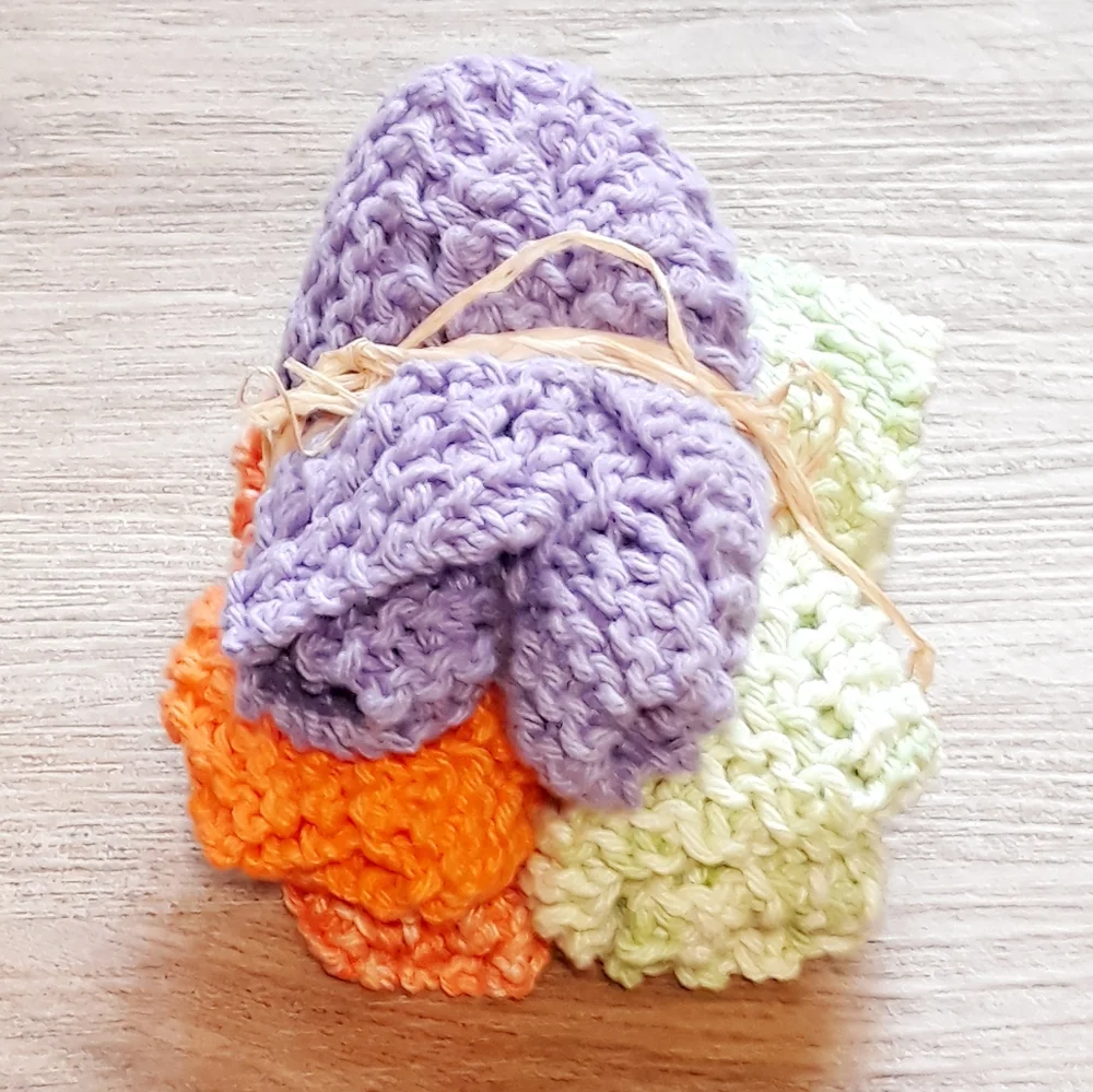 3 Handmade Crochet Washcloths + Lavender Bar Soap / 8